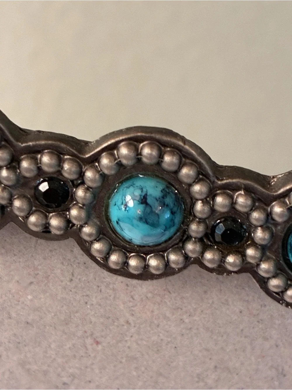 Turquoise Beaded Photo Frame with Easel Back for Picture 5x7